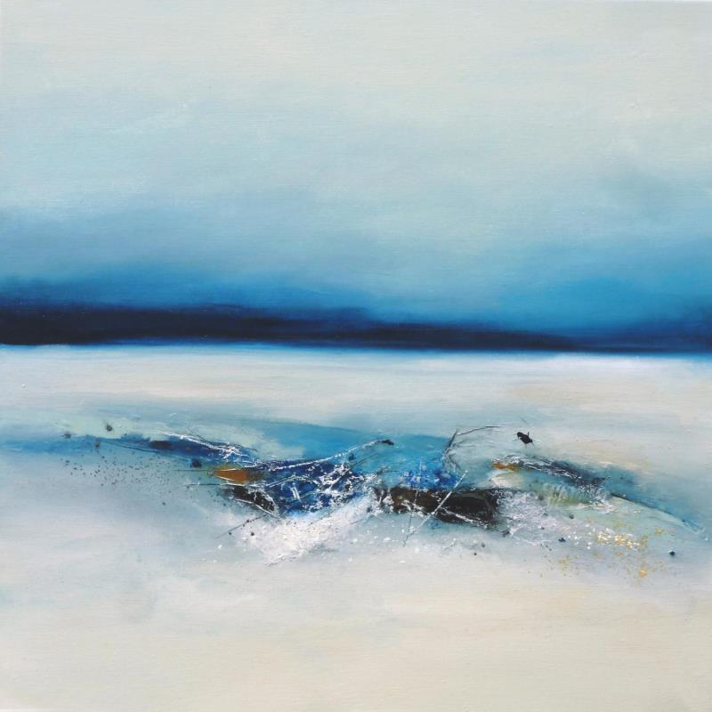 Peinture L'AUTRE HEMISPHERE par Han | Tableau Abstrait Marine Acrylique Collage