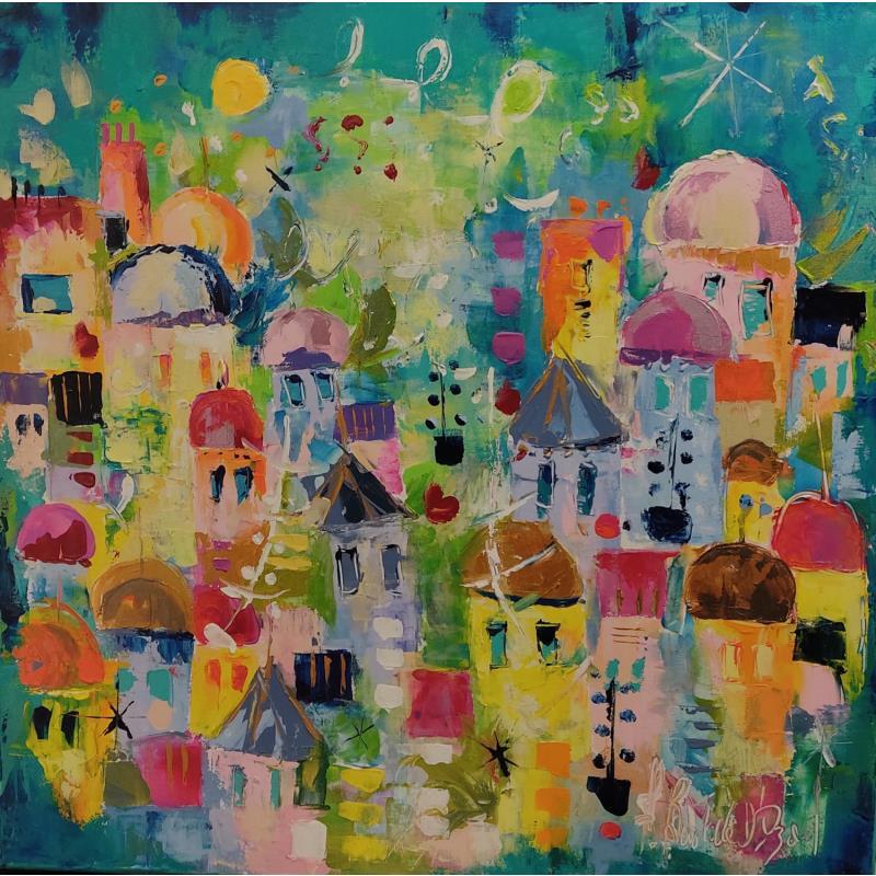 Painting Grande Europa by Bastide d´Izard Armelle | Painting Abstract Landscapes Architecture Acrylic