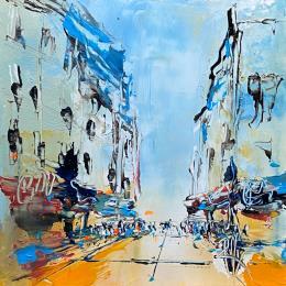 Peinture Boulevard par Raffin Christian | Tableau Figuratif Huile Urbain