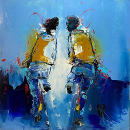 Peinture Notre petit délire par Raffin Christian | Tableau Figuratif Huile Scènes de vie