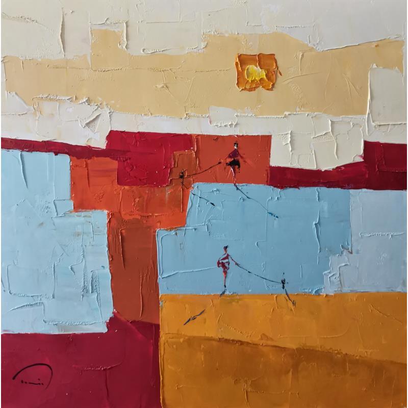 Peinture Le paysage du lac par Tomàs | Tableau Abstrait Paysages Scènes de vie Huile