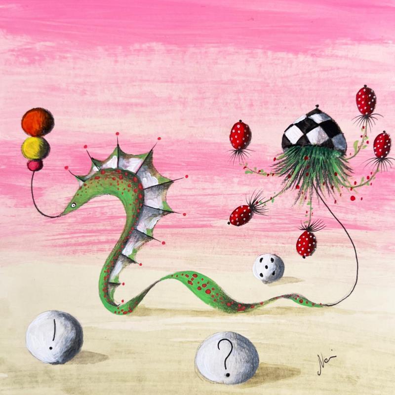 Painting La voglia dei fiori di andare verso l'alto by Nai | Painting Surrealism Marine Nature Animals Acrylic Gluing