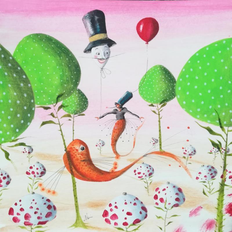 Painting Il pesce Virginia Woolf, ascoltando Radio 3 by Nai | Painting Surrealism Marine Life style Animals Acrylic Gluing