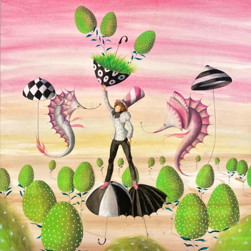 Painting I pesci delle terme dei sogni by Nai | Painting Surrealism Marine Nature Animals Acrylic Gluing