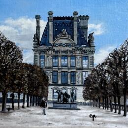 Peinture Les Tuileries et l'automne par Poulain Clément | Tableau Figuratif Huile Urbain