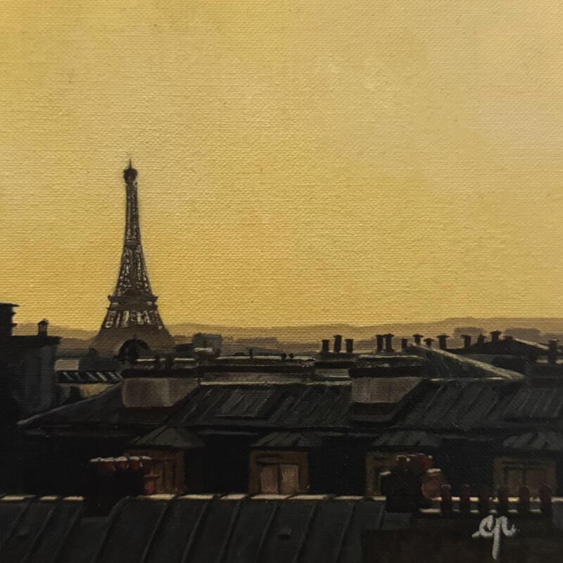 Gemälde Paris ciel jaune von Poulain Clément | Gemälde Figurativ Urban Öl
