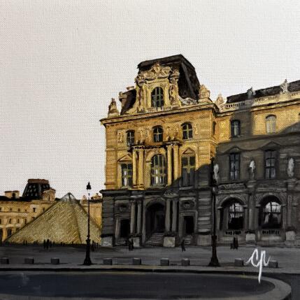 Peinture Louvre et lumière par Poulain Clément | Tableau Figuratif Huile Urbain
