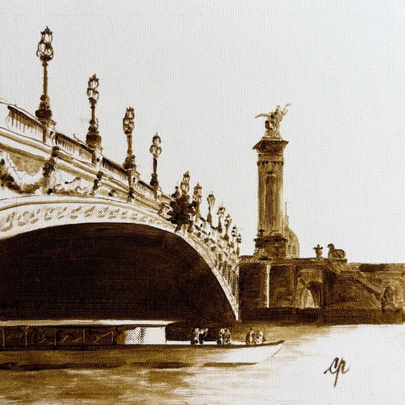 Painting Au fil de la ville lumière by Poulain Clément | Painting Figurative Landscapes Urban Oil