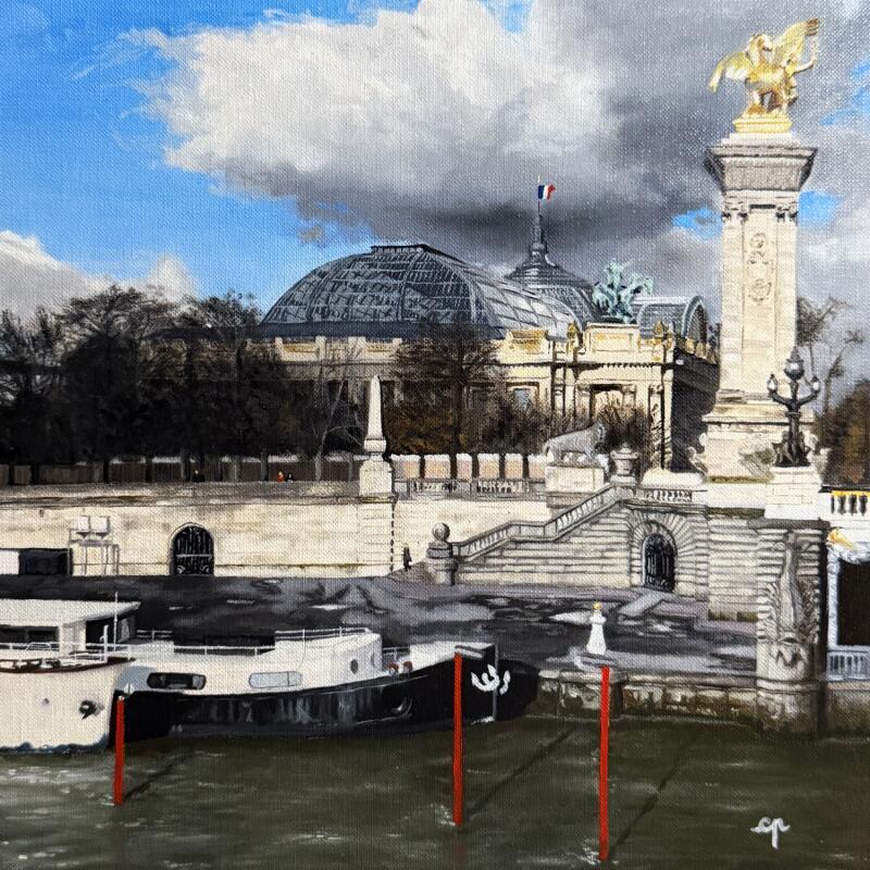 Peinture Le Grand Palais après la pluie par Poulain Clément | Tableau Figuratif Urbain Architecture Huile