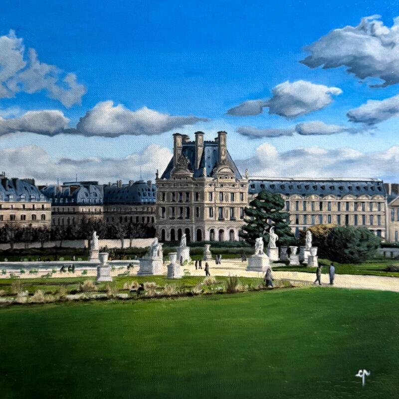Painting Les Tuileries  by Poulain Clément | Painting Figurative Landscapes Urban Oil
