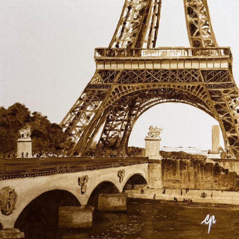 Painting Le Pont et la Dame de Fer by Poulain Clément | Painting Figurative Urban Architecture Oil