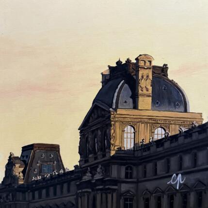 Peinture Fin de Journée au Musée par Poulain Clément | Tableau Figuratif Huile Architecture, Urbain