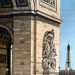 Peinture Quand le Beau Temps Triomphe par Poulain Clément | Tableau Figuratif Huile Architecture, Urbain