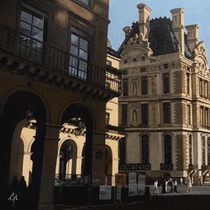 Peinture Place des Pyramides par Poulain Clément | Tableau Figuratif Huile Architecture, Urbain