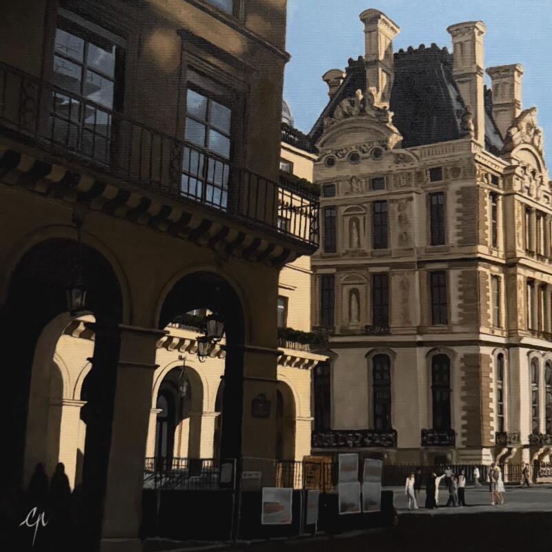 Peinture Place des Pyramides par Poulain Clément | Tableau Figuratif Urbain Architecture Huile