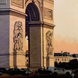 Painting Triomphe et Trafic by Poulain Clément | Painting Figurative Oil Architecture, Society, Urban