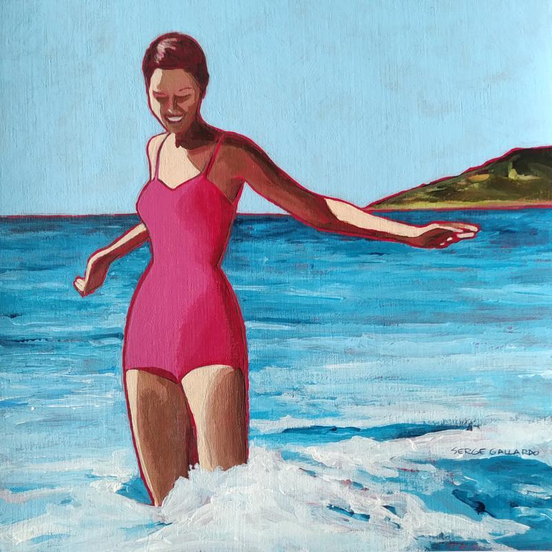 Pintura Pénélope aime les vagues... por Gallardo Serge | Pintura Figurativo Life style Acrílico