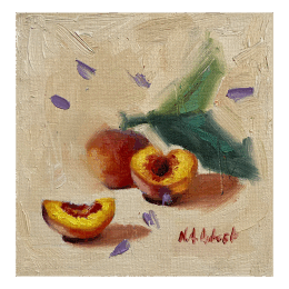 Painting Caresse couleur pêche by Aubert Nawel | Painting Figurative Oil Still-life