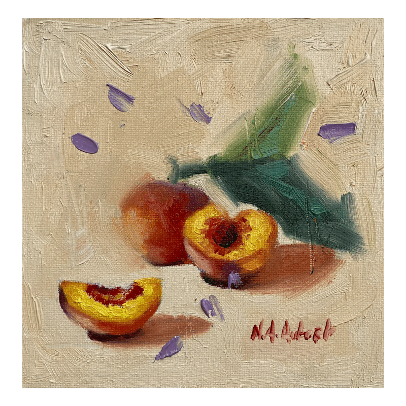 Painting Caresse couleur pêche by Aubert Nawel | Painting Figurative Still-life Oil