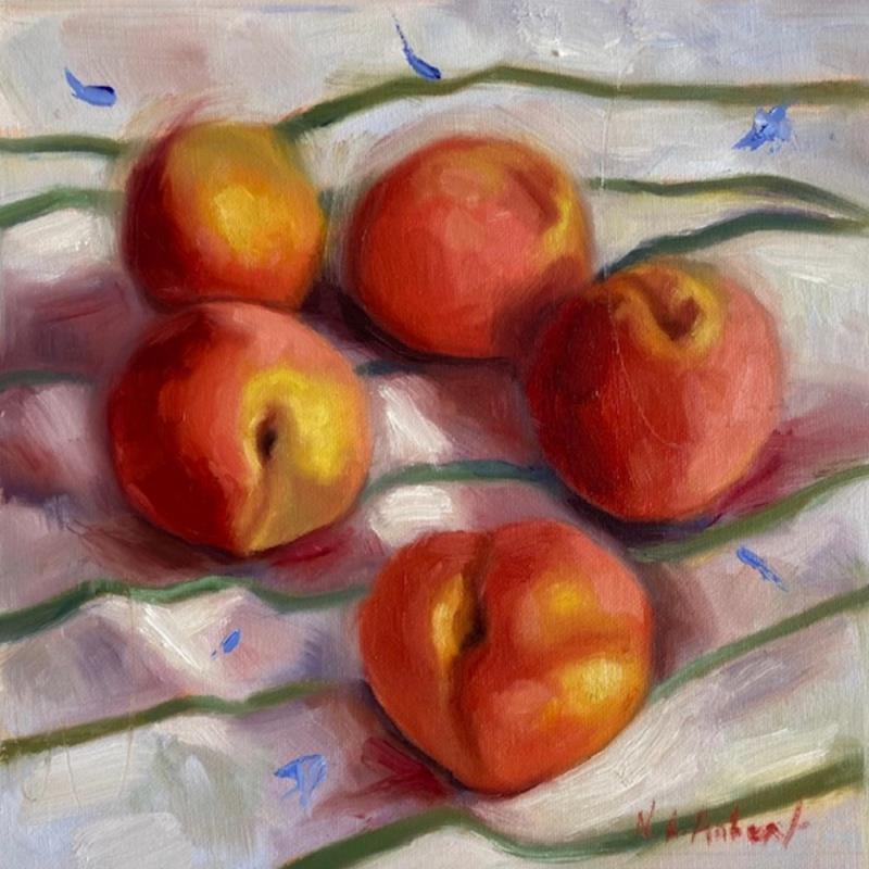 Peinture Pêches de velours par Aubert Nawel | Tableau Figuratif Natures mortes Huile