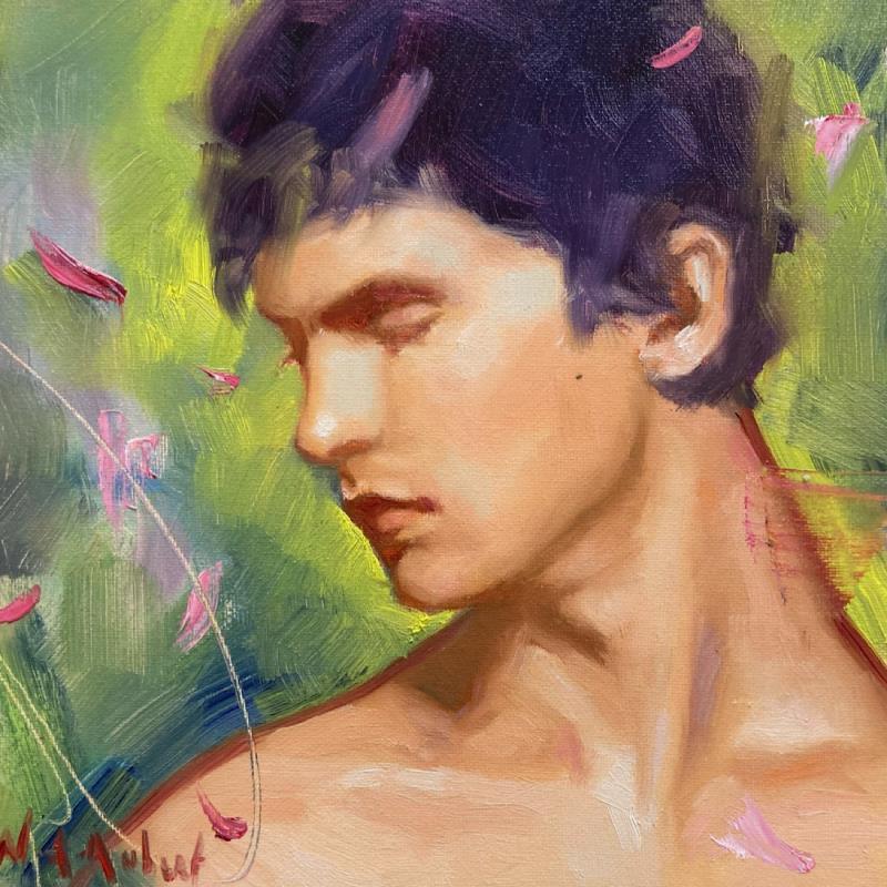 Painting Méditation by Aubert Nawel | Painting Figurative Portrait Oil