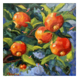 Peinture Grenadier par Aubert Nawel | Tableau Figuratif Huile Natures mortes