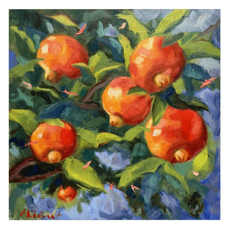 Peinture Grenadier par Aubert Nawel | Tableau Figuratif Natures mortes Huile