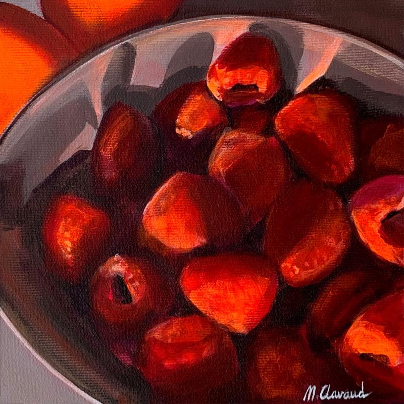 Painting RASPBERRIES by Clavaud Morgane | Painting Realism Nature Life style Still-life Acrylic