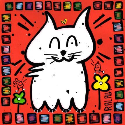 Peinture The happy cat par Ralau | Tableau Art Singulier Acrylique, Posca Animaux