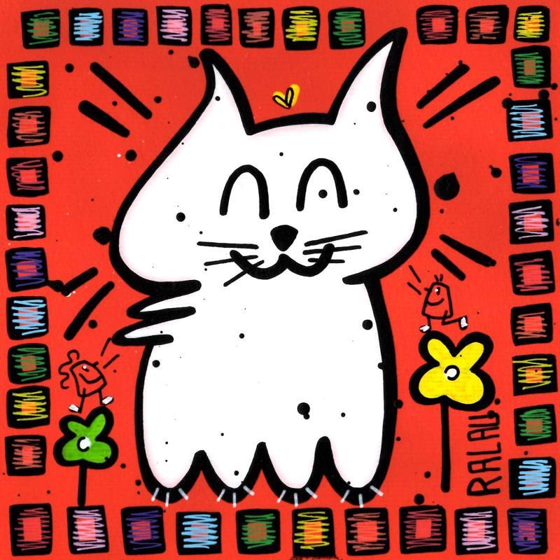 Painting The happy cat by Ralau | Painting Raw art Animals Acrylic Posca
