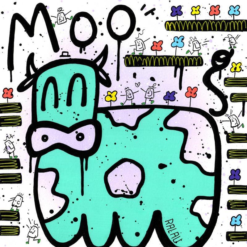 Peinture Cow map par Ralau | Tableau Art Singulier Animaux Acrylique Posca