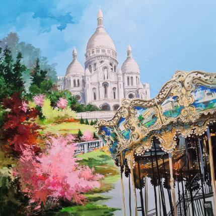 Peinture Montmartre spring par Rasa | Tableau Figuratif Acrylique Urbain