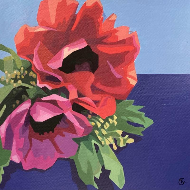 Painting Fleur du vent by Colin Véronique | Painting Figurative Nature Still-life Minimalist Acrylic