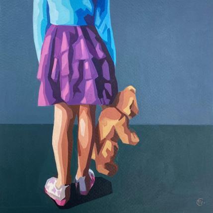 Peinture Le départ par Colin Véronique | Tableau Figuratif Acrylique Portraits, Scènes de vie