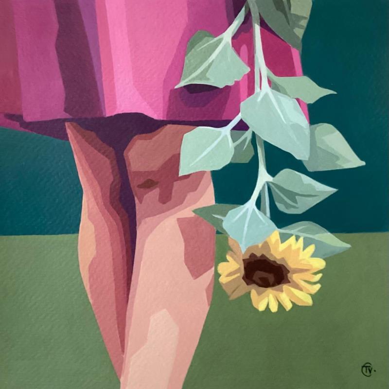 Painting Désorientée  by Colin Véronique | Painting Figurative Portrait Nature Life style Acrylic