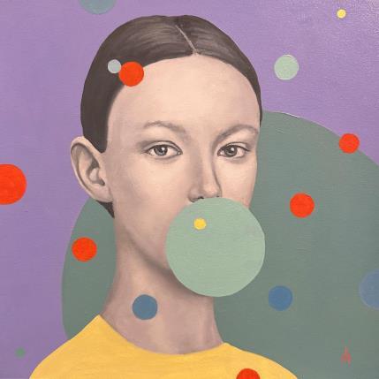Peinture Bubble gum  par Ivanova Margarita | Tableau Pop-art Huile Portraits