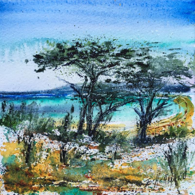 Peinture  Sentier maritime  par Hoffmann Elisabeth | Tableau Figuratif Paysages Marine Aquarelle