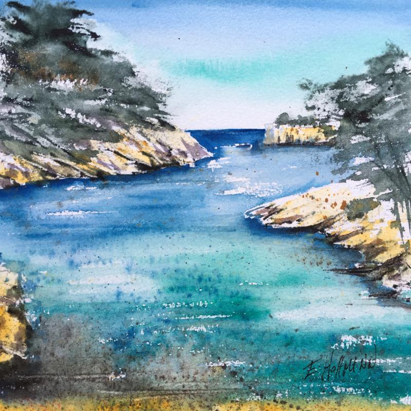 Gemälde  Calanque solitaire  von Hoffmann Elisabeth | Gemälde Figurativ Marine Aquarell