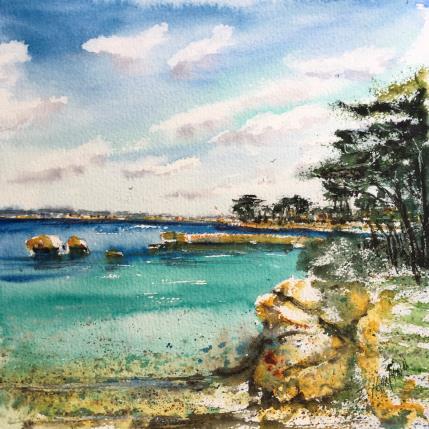 Painting  Au bord de l’eau  by Hoffmann Elisabeth | Painting Figurative Watercolor Marine