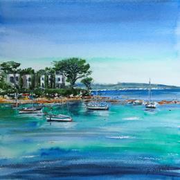 Painting Au bout du Cap by Hoffmann Elisabeth | Painting Figurative Watercolor Marine