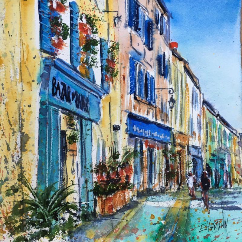 Painting Quartier du Panier by Hoffmann Elisabeth | Painting Figurative Urban Watercolor