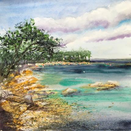 Painting Doux clapotis by Hoffmann Elisabeth | Painting Figurative Watercolor Marine