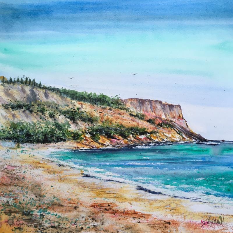 Painting Vue sur le Cap by Hoffmann Elisabeth | Painting Figurative Marine Watercolor