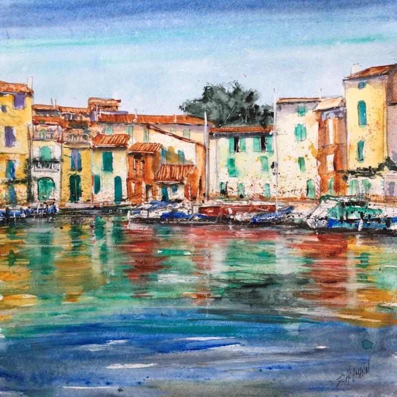 Painting Reflets colorés by Hoffmann Elisabeth | Painting Figurative Marine Watercolor