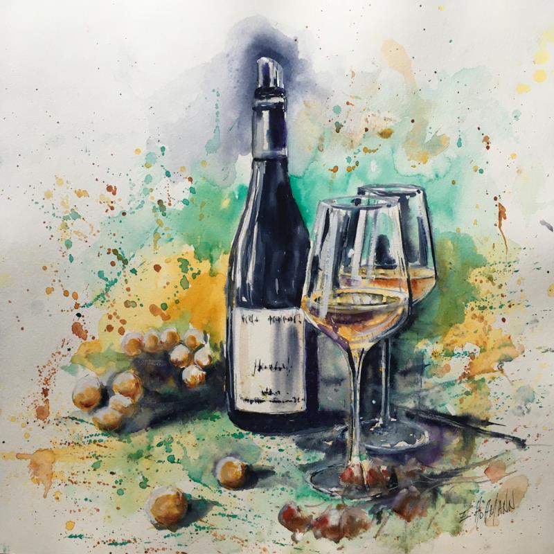 Peinture Dégustation par Hoffmann Elisabeth | Tableau Figuratif Scènes de vie Natures mortes Aquarelle