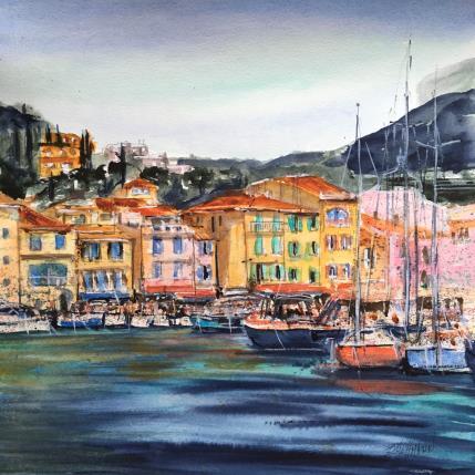 Painting Port coloré by Hoffmann Elisabeth | Painting Figurative Watercolor Marine