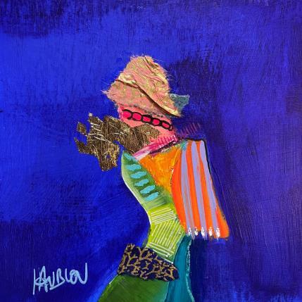 Painting Comprendre ses sanglots by Lau Blou | Painting Abstract Acrylic, Cardboard, Gluing, Gold leaf Portrait