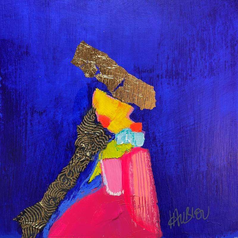 Peinture Le jour des épousailles par Lau Blou | Tableau Abstrait Portraits Carton Acrylique Collage Feuille d'or