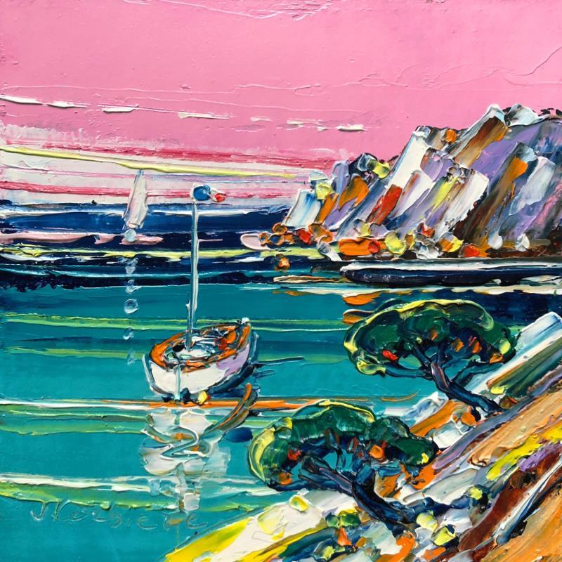 Painting La calanque Bleue by Corbière Liisa | Painting Figurative Landscapes Marine Oil