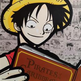 Gemälde Luffy von Kalo | Gemälde Pop-Art Collage, Graffiti, Posca Pop-Ikonen